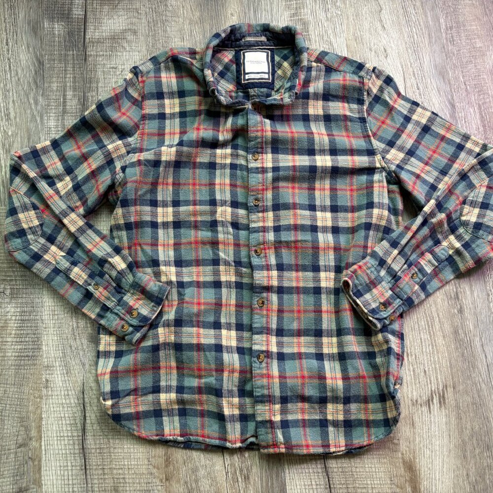 Denim & Flower Shirt Mens Size L Large Multicolor Flannel Cotton Ricky Singh